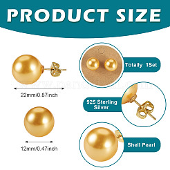 925 круглые серьги-гвоздики из стерлингового серебра&nbsp;EJEW-TAC00030-01