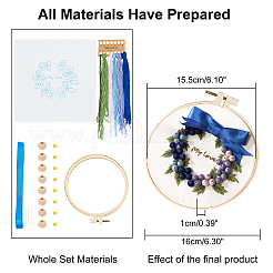 Kit de démarrage de broderie de motif de gui/feuille de houx sur le thème de Noël&nbsp;DIY-WH0250-48