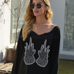 2 pièce 2 styles d'appliques à coudre en polyester brodées&nbsp;DIY-CY0001-02B-03
