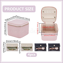 Портативные коробки для хранения ювелирных изделий из искусственной кожи на молнии с 4 вставным мешком&nbsp;CON-WH0202-001C