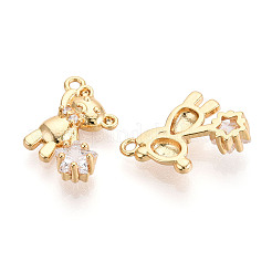 Латунные микропаве прозрачные подвески с фианитом&nbsp;KK-T078-02G-04