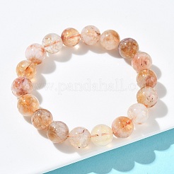Pulseras elásticas de cuentas redondas de citrino natural para mujer&nbsp;BJEW-Z158-03B-02