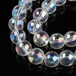 Прозрачные стеклянные бусины гальваническим пряди&nbsp;GLAA-N001-10mm-A01