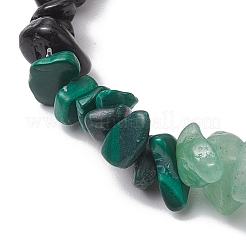 Chakra aventurine verte naturelle & citrine & oeil de tigre & obsidienne & cristal de quartz & fleur amazonite & topaze puces de jade bracelets extensibles en perles&nbsp;BJEW-JB10777-03