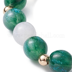Bracciale elasticizzato con perline cat eye imitazione resina con ciondoli smaltati in lega di funghi&nbsp;BJEW-JB09571