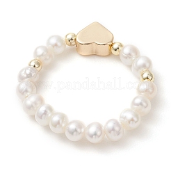 Регулируемые кольца на палец из натурального культивированного пресноводного жемчуга для женщин&nbsp;RJEW-JR00994