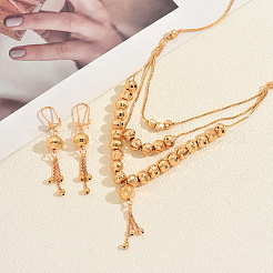 Винтажное латунное многослойное ожерелье и серьги с круглыми бусинами и кисточками для женщин.&nbsp;JG6076