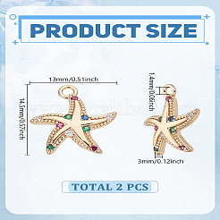 2шт латунные подвески из кубического циркония с микро-паве&nbsp;KK-LP0002-13