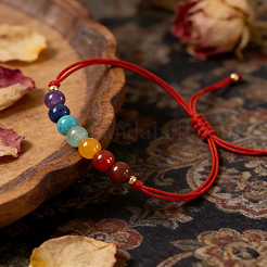 Браслет из плетеных бусин с регулируемым нейлоновым шнуром&nbsp;QK8990