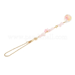 Круглые подвесные ловцы солнца из стекла и натурального розового кварца&nbsp;HJEW-JM04209-03