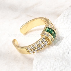 Bagues ouvertes en laiton avec micro pavé de zircones cubiques pour femmes&nbsp;RJEW-L343-04G-02