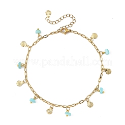 Collane da donna con ciocche di conchiglie naturali oceaniche e catena a graffetta a forma di conchiglia in acciaio inossidabile 304 con nappe.&nbsp;AJEW-AN00810