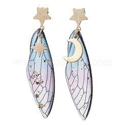 3 paio di orecchini asimmetrici in lega stile luna e stella&nbsp;EJEW-TA00413