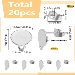 20 шт. фурнитура для сережек-гвоздиков из нержавеющей стали 304&nbsp;STAS-LP0001-77