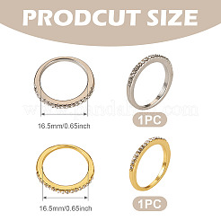 2 anello da dito in lega bicolore con strass di cristallo&nbsp;RJEW-TADJ0001-01D