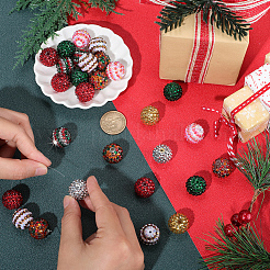 40 шт. 8-х цветные круглые бусины из смоляных стразов с рождественской тематикой&nbsp;OACR-PA0001-22