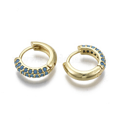 Серьги-кольца из латуни с микро-паве из фианита&nbsp;EJEW-R144-004D-NF