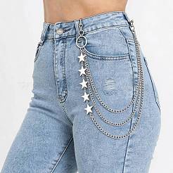 Ceintures à chaîne à 3 couche en alliage étoile pour pantalons&nbsp;AJEW-WH20070-010A