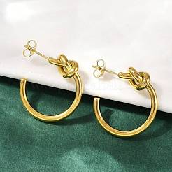 Серьги-гвоздики с узелками из нержавеющей стали 304&nbsp;EJEW-S272-04G