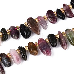 Нити из натуральных разноцветных турмалиновых бусин&nbsp;G-Z091-A45