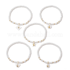 5шт 5 стиля браслеты из натуральной пресноводной ракушки с металлическими подвесками в виде кусочка луны&nbsp;BJEW-JB11688-2