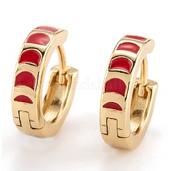 Orecchini a cerchio huggie in ottone smaltato&nbsp;EJEW-P187-K
