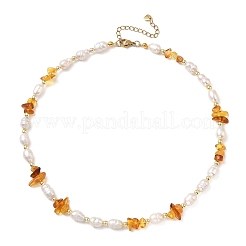 Colliers de perles d'ambre naturel et de perles de culture d'eau douce pour femmes&nbsp;NJEW-JN06665-02