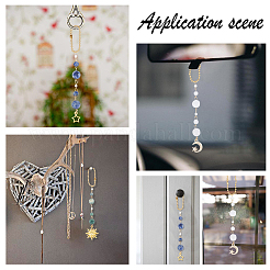 Décorations de pendentif en alliage soleil lune étoile et pierres précieuses naturelles&nbsp;HJEW-DR00025