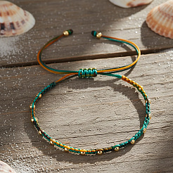 Geflochtene Perlenarmbänder aus Messing mit runden Perlen&nbsp;CX8547-2