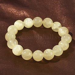 Natürliche goldene Seiden-Jade-Rundperlen-Stretcharmbänder für Damen&nbsp;BJEW-F535-01E
