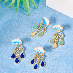 2 пара двухцветных сережек-гвоздиков из сплава с эмалью в форме капли для женщин&nbsp;EJEW-TA0001-49A