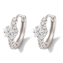 Серьги-кольца Star 925 из стерлингового серебра с микропаве из прозрачных кубических цирконий&nbsp;EJEW-K317-07P