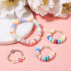 Flache runde handgemachte Polymer Clay Perle Spacer&nbsp;CLAY-R067-4.0mm-25