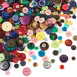 Плоские круглые пуговицы из смолы&nbsp;BUTT-TAC0017-01A