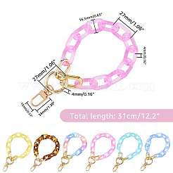 6 pz. 6 cinturini da polso con catena in acrilico trasparente di colore diverso&nbsp;HJEW-FH0001-24