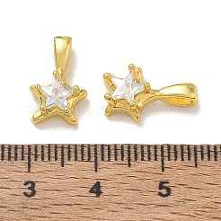 Micro pavé de latón con circonita cúbica transparente y dijes de vidrio.&nbsp;CU-CBA6E4E-15G