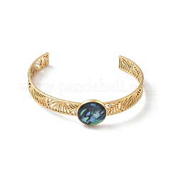 Bracelet jonc ouvert creux en acier inoxydable 304 émaillé&nbsp;BJEW-JB14486-02