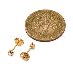 Серьги-гвоздики из нержавеющей стали 304 с микропаве из кубического циркония&nbsp;EJEW-P299-01A-G