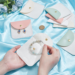 8 шт. 4 цвета pu кожаный конверт для ювелирных изделий подарочные пакеты с кнопкой и прозрачным окошком&nbsp;ABAG-PH0001-62A