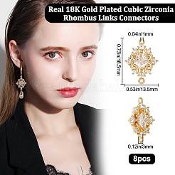 8 шт. латунные подвески-коннекторы из прозрачного кубического циркония&nbsp;ZIRC-BBC0001-37