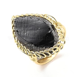 Anello regolabile avvolto con occhi di cavallo in ossidiana naturale&nbsp;G-D458-03G-03-RS