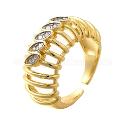 Латунные кольца из манжеты с прозрачным цирконием&nbsp;RJEW-U035-09GP