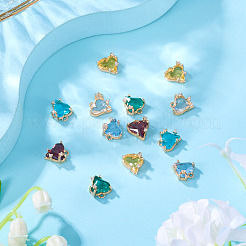 15 шт. латунный микропаве кубический цирконий со стеклянными подвесками&nbsp;KK-TA0001-81