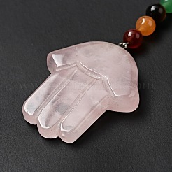 Porte-clés chakra quartz rose naturel&nbsp;KEYC-F034-01G