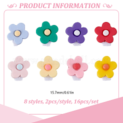 16 Stück Schnürsenkelschnallenclips in Blumenform aus Harz und Kunststoff in zwei Farben&nbsp;HJEW-HY00150