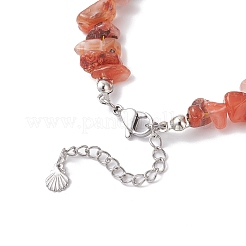 Braccialetti con ciondoli in perline di agata rossa naturale per donna&nbsp;BJEW-JB12296-02