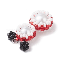 Подвески-снеговики из стеклянных бусин&nbsp;PALLOY-MZ00888-03