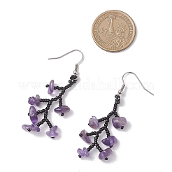 Orecchini pendenti con perline di vetro in acciaio inossidabile chirurgico 316&nbsp;EJEW-TA00774-01