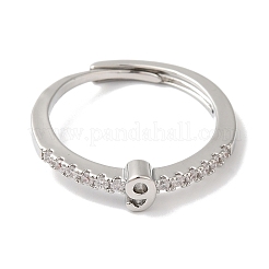 Anelli regolabili numero 9 da donna con placcatura in ottone con zirconi cubici trasparenti&nbsp;RJEW-S407-09P-09