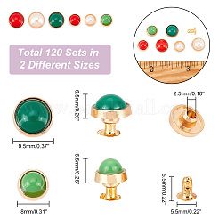 120 Satz 6 Stile Halbrohrnieten aus Legierung&nbsp;DIY-AR0002-90